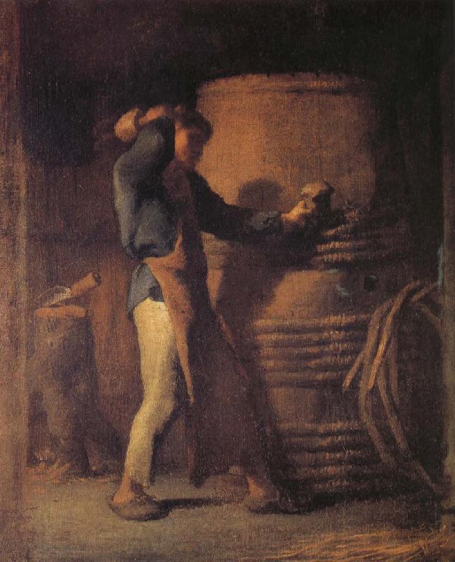 Jean Francois Millet The peasant in front of barrel